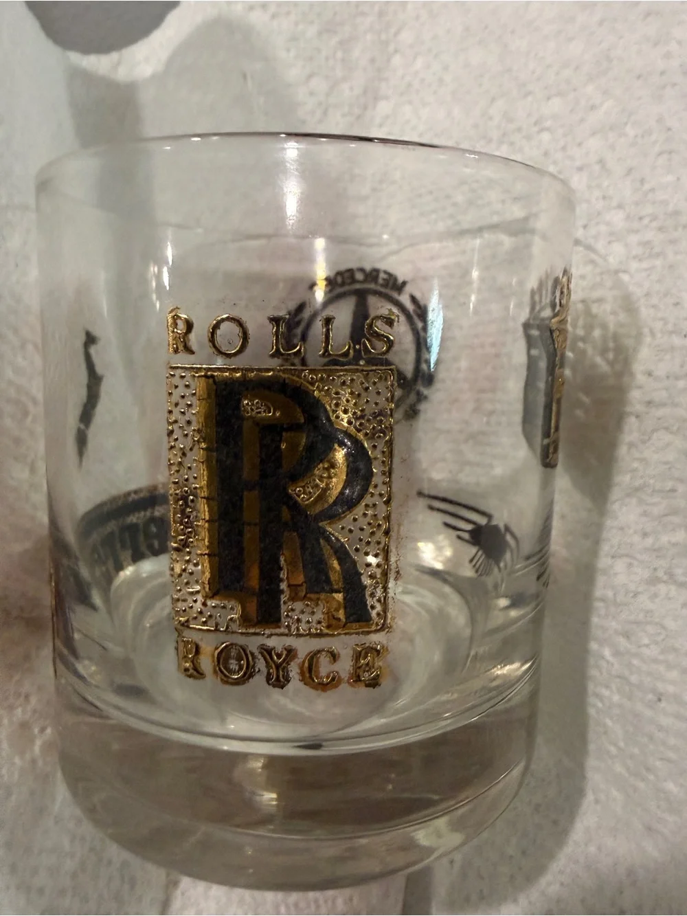 Vintage Whiskey Cocktail set of 4 glasses gold accents